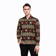 KEMEJA Heritage Royal Peach Ulos Black Long Slim Fit Men's Batik Shirt (Hamas 004 A)