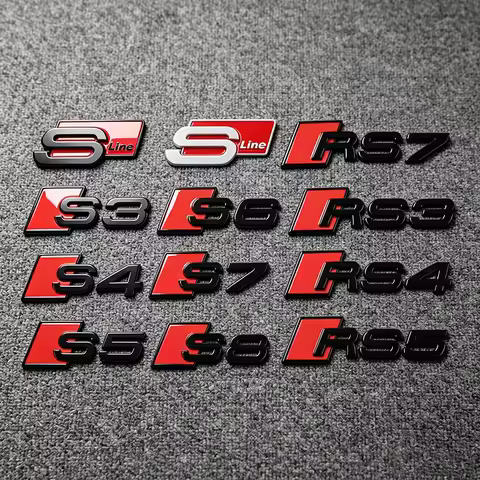 Audi Car metal 3D Logo Badge Trunk Decal Fender Sticker For Audi Sline A2 A3 A4 A5 A6 A7 A8 B9 B6 C6