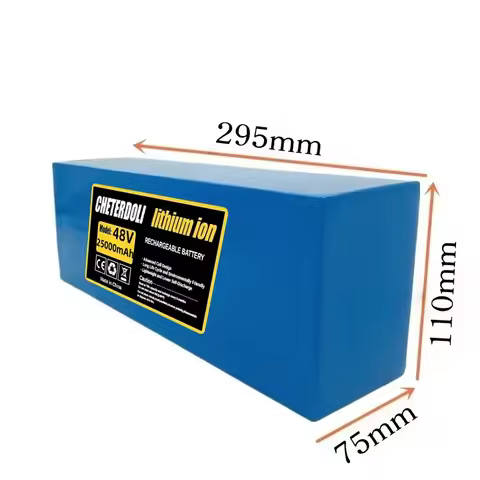 48V 25Ah 21700 Rechargeable Lithium Battery Pack - 13S5P, 1500W with 30A BMS & Optional T/XT60/XT90 
