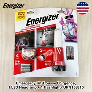 Energizer® Emergency Kit Trousse Durgence 1 LED Headlamp + 1 Flashlight - UPN153810 ชุดไฟฉาย และ ไฟฉ