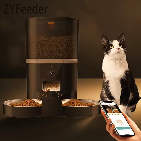 4L Automatic Cat Feeder Smart Pet Feeder For Cats Small Dogs Food Dispenser With Camera Recorder Tim