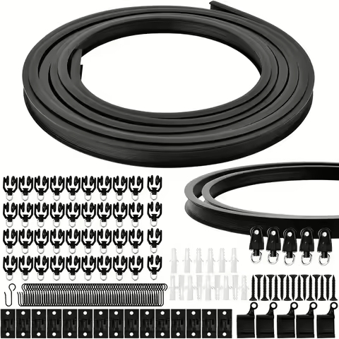 1 Set 118.11/196.85Inch Curtain Track Set Flexible Bendable Curtain Rail Black Arc Curtain Rod Ceili