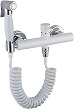 Bathroom faucet Bidet Faucet Set Hot and Cold White Chrome Toilet Corner Valve Hand held Hygienic Shower Head Wash Car Pet Sprayer Airbrush Tap (Color : White and Chrome)