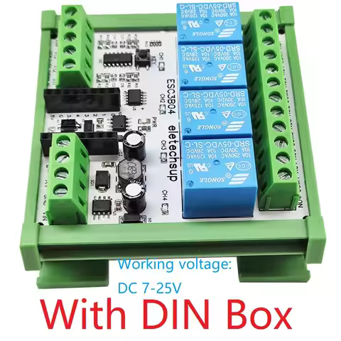 Mini ESP32 C3 Relay Module for Arduino, 4 Inputs 4 Outputs, DC 9V 12V 24V, RS485 Compatible