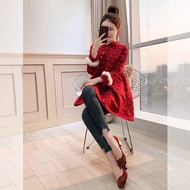 New Chinese Style Womens Cotton Jacket Hanfu New Year Visit Red Color Tang Suit Style Qipao Elegant 