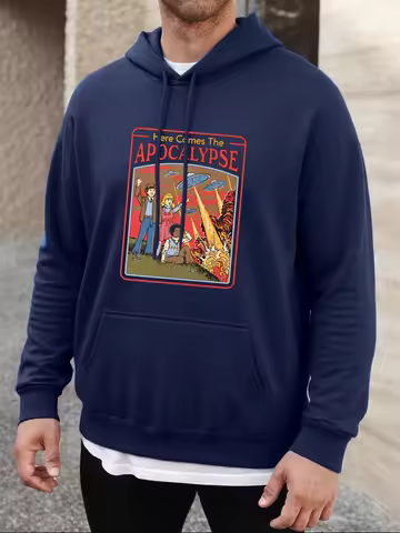 Here Comes The Apocalypse Print Men Hoodie Vintage Autumn Warm Streetwear Comfortable Hoody Unisex F
