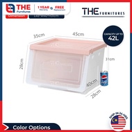 THE 28/42/54L Large Capacity Storage Box With Transparent Lid Stackable Toy Snack Storage Cabinet