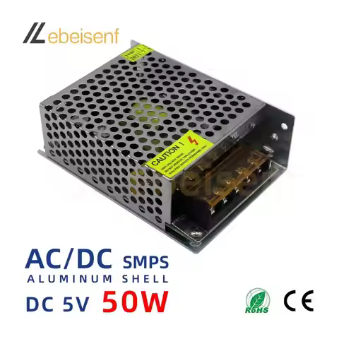 5V 50W Switch Power Supply 100-240V AC to DC 5 Volt 50 Watt 10A Aluminum Shell LED Lighting Driver T