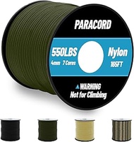 50 m Paracord 550 Nylon Rope 4 mm, 7 Core Strands Paracord Black Parachute Cord Nylon Cord for Brace