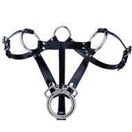 FRRK PU-02 Chastity Lock cb Lock Auxiliary Belt Black Bright Belt Leather Wearable Pants #FRRK PU-02