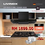 LIVINOX ROCK-X-90BL HOOD & LIVINOX LGH EURECA 2B-BL GLASS HOB SUPER COMBO SET
