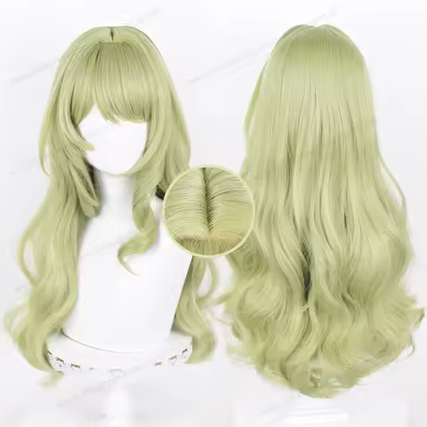 Mobius Cosplay Wig 80cm Long Curly Green Hair Cosplay Anime Honkai Impact 3 Cosplay Heat Resistant S