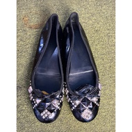 P ra d a Black Studded Ballet Flats sz 39/8.5-9