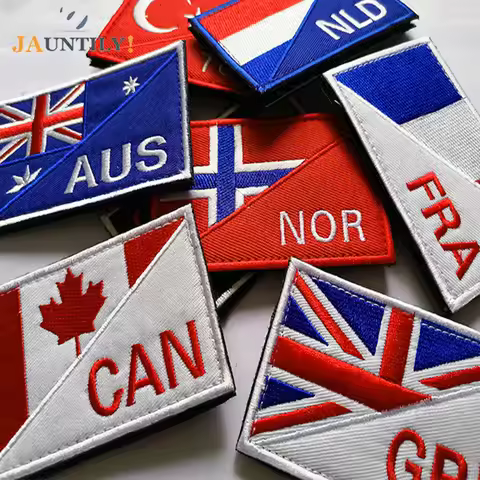 Country Flag Patch Embroidered Russia UK France EU Netherlands Flag Tactical Applique stripe Badge