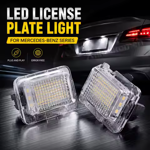 2Pcs Canbus LED License Plate Light 13.5V For Mercedes Benz C E S CL Class W204 S204 W212 S212 C207 