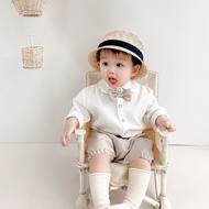 KEMEJA (3 Months-4 Years) Formal Baby Boy Clothes Set | White Shirt and Bow Tie Pants Set for Baby B