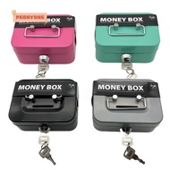 PEONYTWO Money Box, Lockable Sturdy Handles Cash Box, Portable with Coin Slot Metal Security Coin Sa