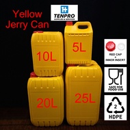 NEW Yellow 25L 25 Liter Jerry Can, Plastic Bottle, HDPE Container, Water Tank, Tong Air Drum, Bekas Minuman, Tong Minyak