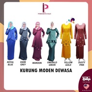 BAJU KURUNG MODERN DEWASA (ROYAL BLUE/DARK GREY/MAROON/EMERALD GREEN)