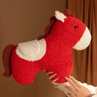 Cute Red Horse Mascot Pillow 20x26cm