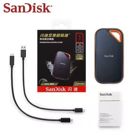 SanDisk Portable NVMe SSD USB 3.2 Type-C Solid State Drive 1TB 2TB 4TB High Speed Max 2000Mb/s Exter