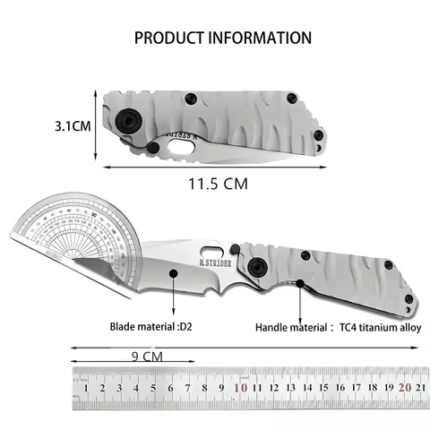 Strider Folding Knife TC4 Titanium Alloy Handle D2 Blade Outdoor Camping Hunting Defense Emergency S