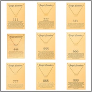 Ready Stock the Next Day with PT American Retro Metal Angel Number Necklace Texture Paper Card Lucky