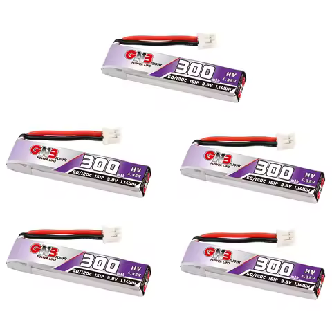 5PCS GAONENG GNB 1S 300mAh 3.8V 60C HV 4.35V Lipo Battery PH2.0 Plug For Happymodel Mobula7 Snapper 