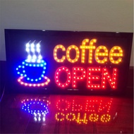 ป้ายไฟ LED สำเร็จรูป : coffee OPEN ป้ายไฟร้าน ข้อความ ป้ายไฟอักษร ตัวอักษร ตกแต่งหน้าร้าน ประดับร้าน