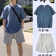 000 新款夏天男装套装宽松穿搭两件套男装全套一整套纯棉T恤短裤夏装 251204000 new summer men's suit loose to wear20251204