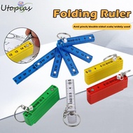 UTOPIAS Folding Ruler, Anti Pinch Double-sided Scale Plastic Ruler, Multi Functional with Keychain 0