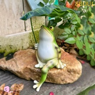 SEOUL Frog Figurine, Resin with Leaf Garden Frog Statue, Small 3D Craft Creative Frog Ornament Decor
