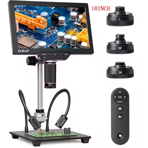 Elikliv TL301 Max 10'' 4K Digital Microscope with 3-Lens 2000X Soldering Microscopio for Electronics