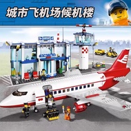 lego ninjago lego ninjago robot City Series Airport Waiting Building Airport Airliner Children's Edu