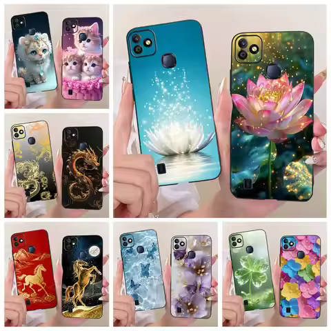 For Infinix Smart HD 2021 Case X612B X612 Luxury Lotus Painted Cover Soft TPU Phone Case For Infinix