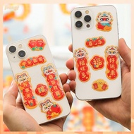 JIANGF 2 Sets 6x2.5cm สติ๊กเกอร์ติดโทรศัพท์ปีใหม่ สีแดงทอง มินิมินิ สติกเกอร์แบบคงที่สำหรับเทศกาลฤดู