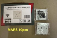 (10 PCS ) UMS2913A-R1/SP2913A /UMS 2913A / Mars 13A 250V ONE GANG SWITCHED SOCKET OUTLET / WALL SOCK