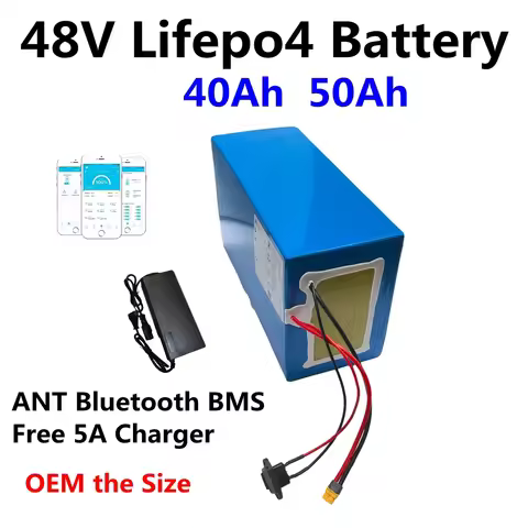 16S Batterie au lithium Lifepo4, 48V, 50Ah, 40Ah, Bluetooth BMS, 2000W 3500W, pour Electric scooter,
