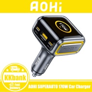 AOHI SUPERAUTO 170W Car Charger With Smart TFT Display , 140W PD 3.1 USB C Fast Charging