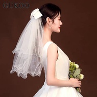 bridal veil，Butterfly bow veil, wedding veil, double-layer pearl white veil