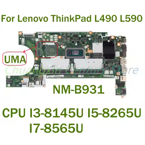 NM-B931 motherboard for Lenovo ThinkPad L490 L590 Laptop with CPU I3-8145U I5-8265U I7-8565U 100% Te