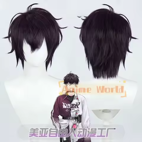 Nijisanji Vtuber Saiki Ittetsu Cosplay Wig Short Dark Purple Heat Resistant Synthetic Hair Halloween