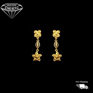 SMS DEEN Dangling Star Earrings (Screw Type), ±4.7GM - Gold 916 Emas - Subang (Info: ±3.0x0.8CM - 4.