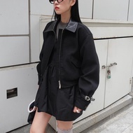 25 Spring Korea Dongdaemun Simple Retro Pass Lapel Baseball Jacket Skirt Suit A20 P6EZ