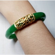 Bangle Chao Pee Stone Green Jade Emperor Premium Auspicious Size-Inner Ring 6.S.h.mum Ma