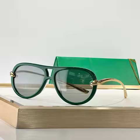 Women's Knot 1418S Aviator Black Frame Sunglasses PIilot Double Bridge Alloy eyewear