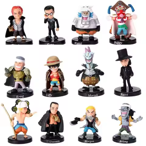 12Pcs/Set One Piece Action Figures - Monkey D. Luffy Gekko Moria Enel Shanks Buggy PVC Model Dolls T