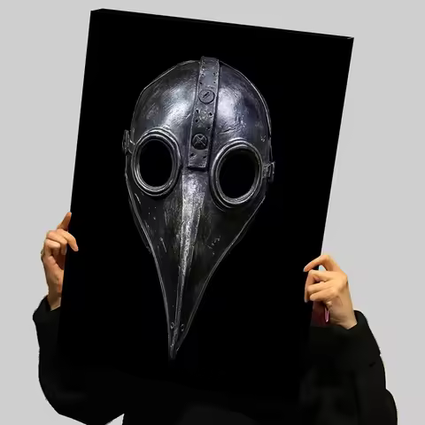 Plague Doctor Mask Halloween Horror Prints Poster Custom Canvas Painting Wall Art Walls Decoration L