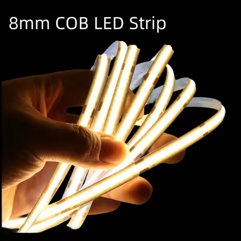 12V 24V COB Led Strip Lights White 8mm CRI90+ Flexible Dimmable Led Tapes for Room Decoration 3000K 