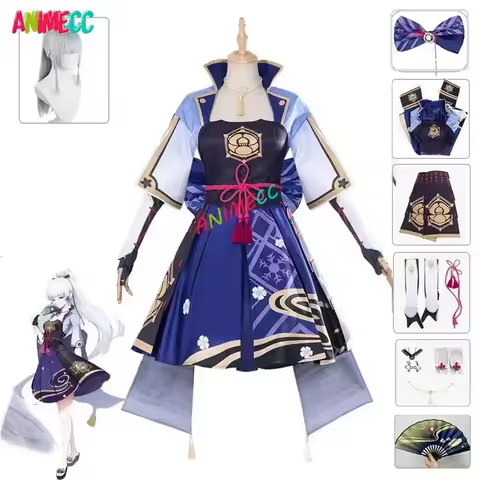 ANIMECC Kamisato Ayaka Genshin Impact Cosplay Costume Wig Anime Game Uniform Dress Halloween Party C
